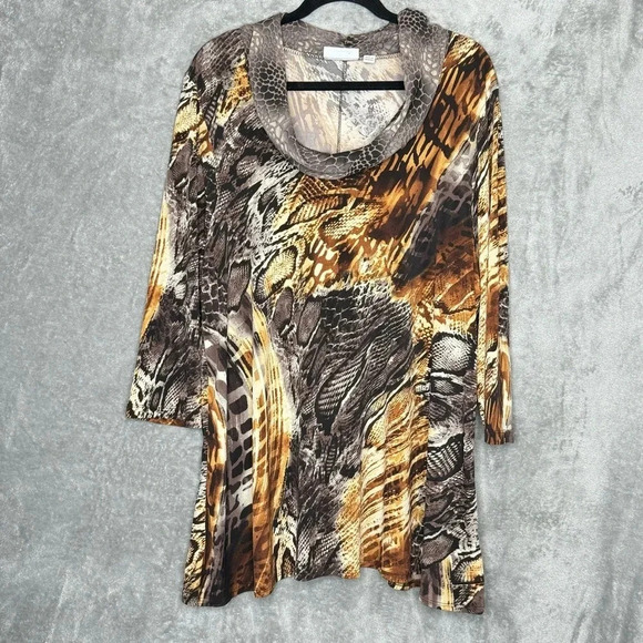 Susan Graver Tops - Susan Graver XL Tank Top Shirt Gold Solid Sleeveless Scoop Neck Glitter Knit